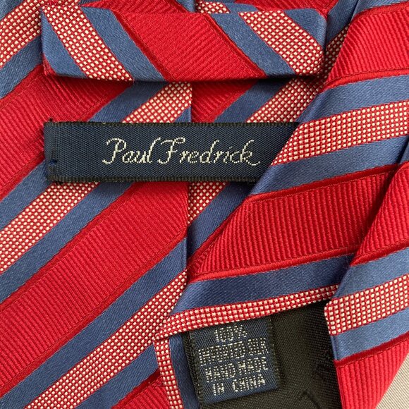 Paul Frederick Striped Repp Silk Necktie Tie - LIKE NEW - Picture 2 of 4